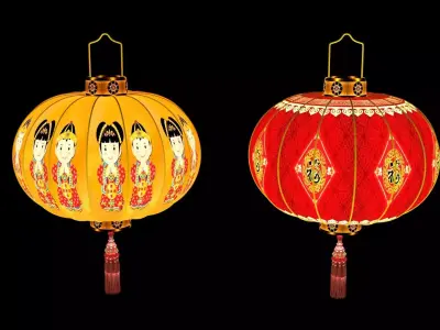 Chinese  red  lantern Low-poly 3D model