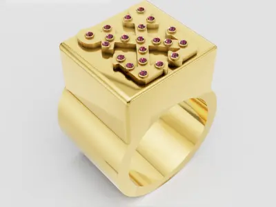 square gold ring 3D printable model   3D print model