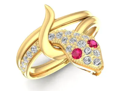 Luxury Snake Diamond Ruby Ring for Women 3D Model 2787 3D print model