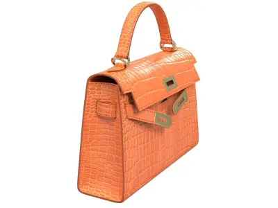 Hermes Kelly Bag Orange Crocodile Low-poly 3D model