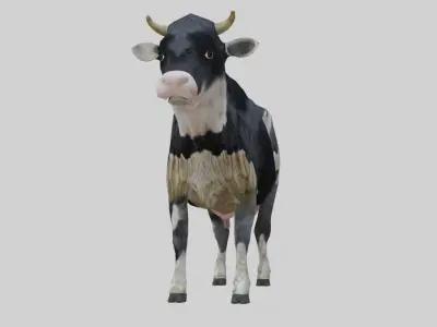3D model Low Poly Holstein Cow Unwapped 4K Low-poly 3D model
