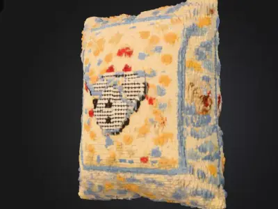 Knitted Pillow with Chicken Pattern Low-poly 3D model