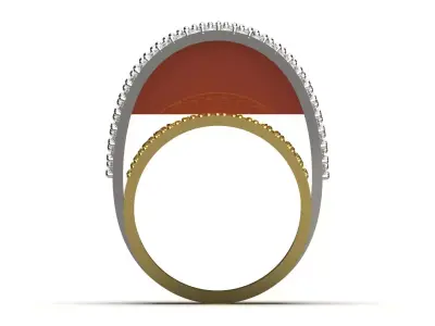 Two-tone Gold Ring with Coral and Diamonds Model jr00212 3D print model
