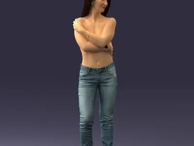 000357 Realistic Female 3D Scan Model in Jeans 3dp 3D print model