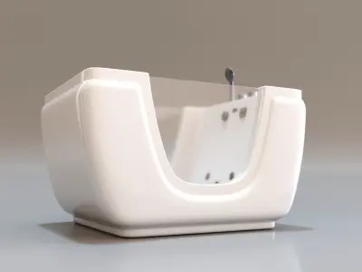 Jacuzzi bath tub with two faucets Low-poly 3D model