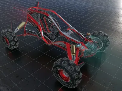 Sci-fi Buggy Car Low-poly 3D model