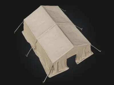 Canvas Shelter  Lightweight Cover for Field Camps and Survival  3D model