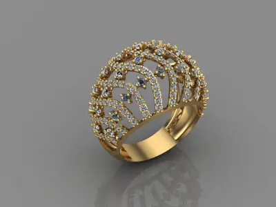 STL 3DM Print Ready Women Diamond Ring Lightweight Printable  3D print model 165