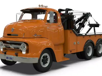 Vintage COE Tandem Axle Wrecker Truck Holmes 850 Recovery System 3D model