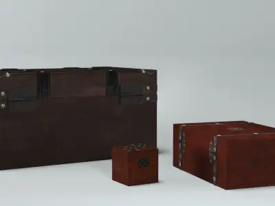 Wooden boxes 3D Model Collection