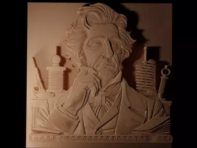 Nikola Tesla CNC 3d Print High Relief Sand Casting 3D print model