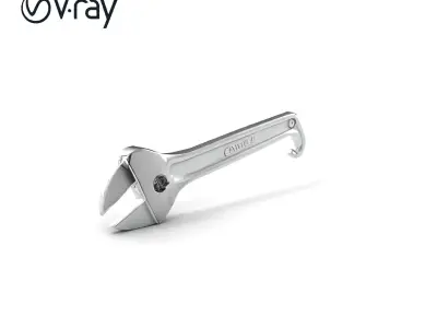 Crescent Wrench Adjustable Head Chrome Finish model pack Low-poly 3D model