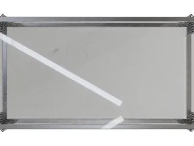 Cylindrical Stainless Steel Pipe Legs Glass Top Table Low-poly 3D model