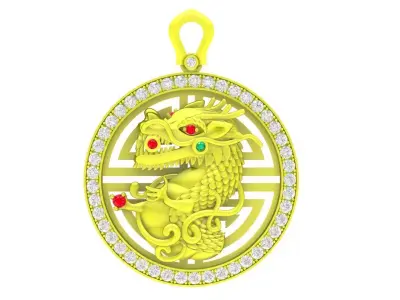 A4566 Luxury Diamond Dragon Men Pendant 3D print model
