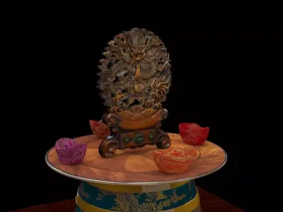 Chinese wood carved pattern  3D model