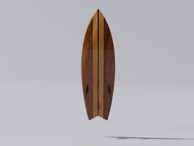 Fishboard Surfboard with 6 Graphic Design Variants Low-poly 3D model