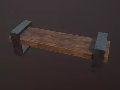 Bench with metal base  Free low-poly 3D model