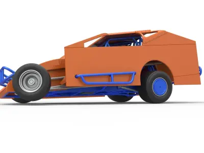 Northeast Dirt Modified stock car while turning Scale 1 to 25 3D print model