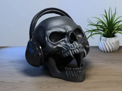 scream wild Skull Headphone Stand scream Skull Headset Stand  3D print model