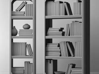 Book collection bookcases for living room 3D model