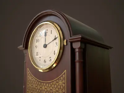 Old vintage table clock Low-poly 3D model