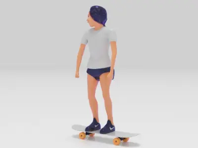 Girls Skate Bording 3D Model STL  3D print model