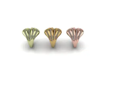 3D Model of Elegant Gold Ring with Stones  Ready for Casting 3D print model