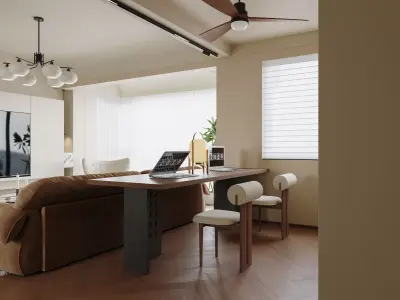 Modern living room dining room interior scenes  3D model 23
