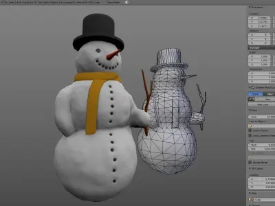 Snowman Low-Poly-Version Low-poly 3D model