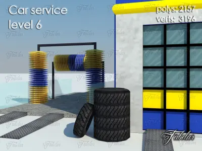 Car service level Low-poly 3D model