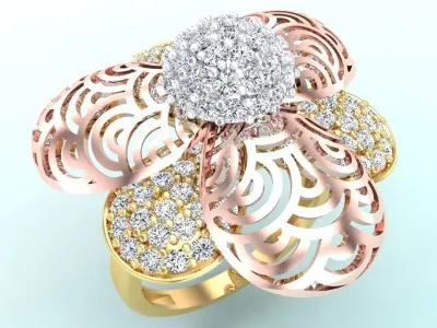 Bee ring - Italian rings - Three petaled flower - N6690 3D print model