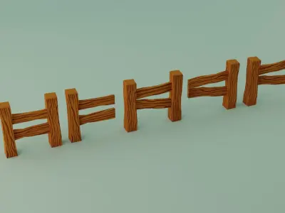 Lowpoly fences pack Unity VR AR ready Free low-poly 3D model