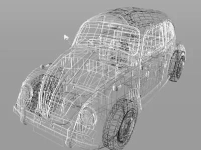 Volkswagen Beetle Low-poly 3D model