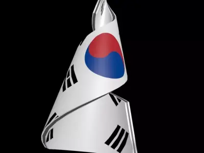The South Korean Flag on spiral structure 3D model