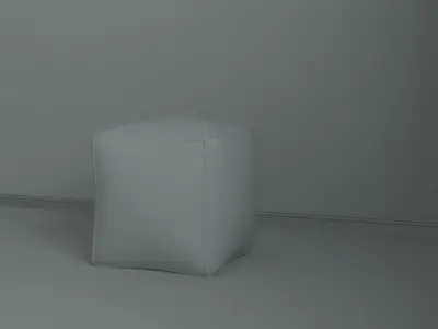Pouffe empty room with cube 3D model