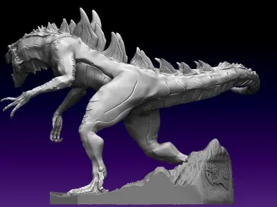 Animated Godzilla statue 3D model
