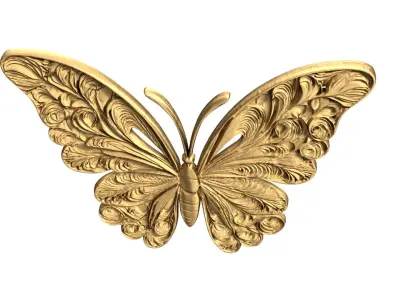 decor set wall panel butterfly relief CNC 12 3D print model