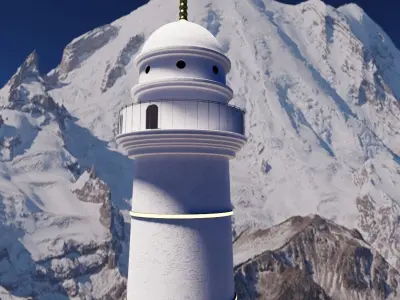 Dharahara lighthouse in mountains 3D model