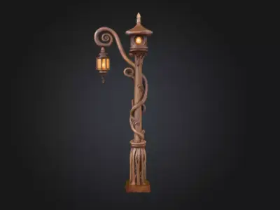 Enchanted Lantern Post Low-poly 3D model