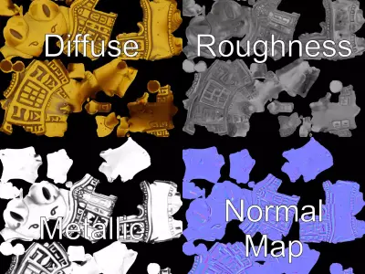 Golden Llama Sculpture model pack Low-poly 3D model