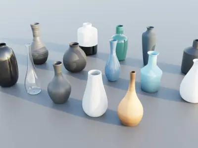 A set of beautiful vases in various shapes 3D model
