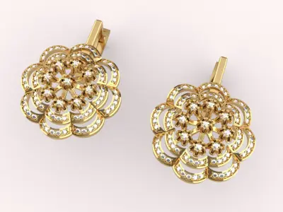 Set Flower1 Ring and Earrings 3D print model