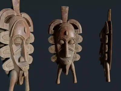 African Decor Mask 9 Low-poly 3D model