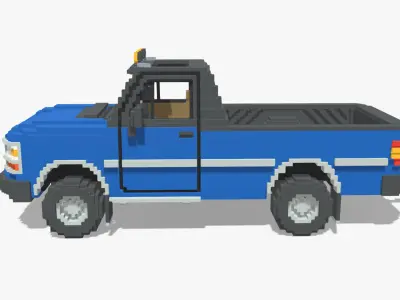 Voxel Pickup Single Cab Size 3 Low-poly 3D model