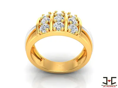 0234 - Luxurious Gold Gents Ring with Diamond - JCADHub 3D print model