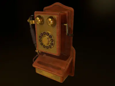 Retro Wall Phone Low-poly 3D model
