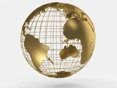Earth Globe Golden Style Low-poly 3D model