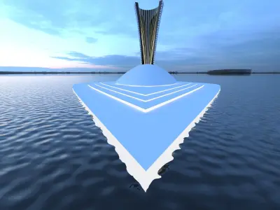 Futuristic  building   Low-poly 3D model