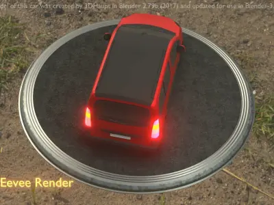 City Car 38 Utility Vehicles Van Type-D Red Low-poly 3D model