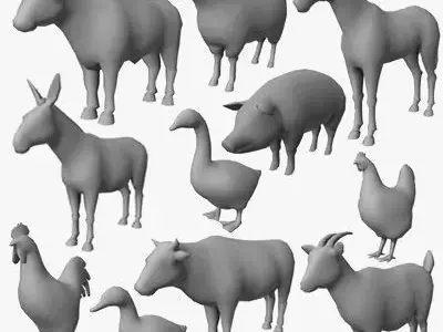 Farm Animals Low-poly 3D model